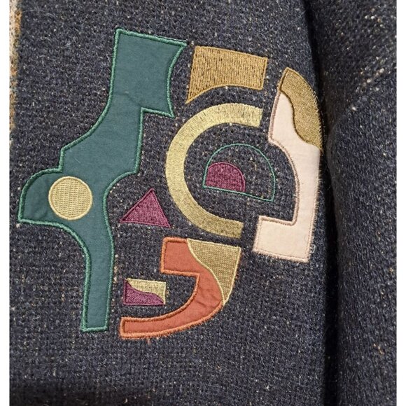 Vintage Sweater Mens Size XL Slouchy Abstract Multi-Color By Leo Chevalier - Picture 2 of 9